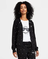 Karl Lagerfeld Paris Women's Faux-Pearl Embellished Zip Hoodie