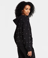 Karl Lagerfeld Paris Women's Faux-Pearl Embellished Zip Hoodie