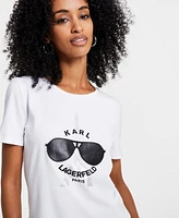 Karl Lagerfeld Paris Women's Sunglasses Graphic T-Shirt