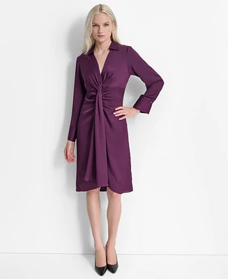 Dkny Women's Twist-Front Long-Sleeve Midi Dress