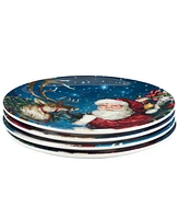 Certified International Santa's Secret Dessert Plates, Set of 4