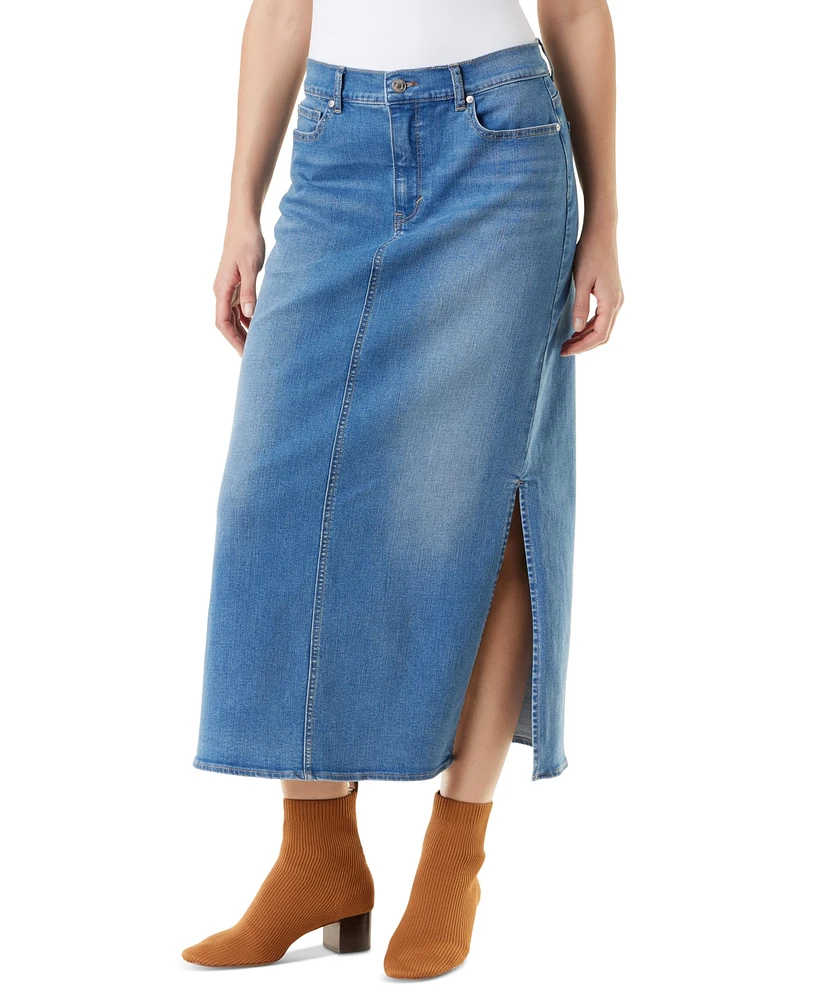 Gloria Vanderbilt Petite Denim Side-Slit Maxi Skirt