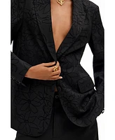 Desigual Women's Blazer with die-cut flower silhouette