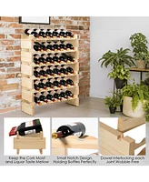 Skonyon 36 Bottles Stackable Wooden Wobble-Free Modular Wine Rack