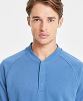 Alfani Baseball-Collar Long Sleeve Quarter-Snap Pullover