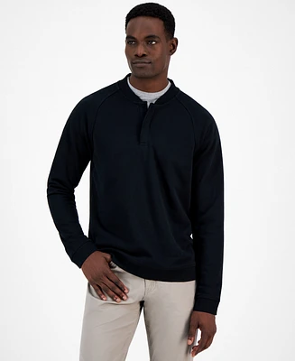 Alfani Baseball-Collar Long Sleeve Quarter-Snap Pullover