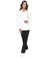 Karl Lagerfeld Paris Women's Embellished Button-Front Top