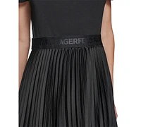 Karl Lagerfeld Paris Women's Mixed-Media Pleated Midi Dress