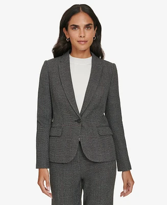 Calvin Klein Women's One-Button Glen Plaid Blazer