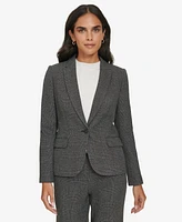 Calvin Klein Women's One-Button Glen Plaid Blazer