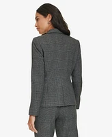 Calvin Klein Women's One-Button Glen Plaid Blazer