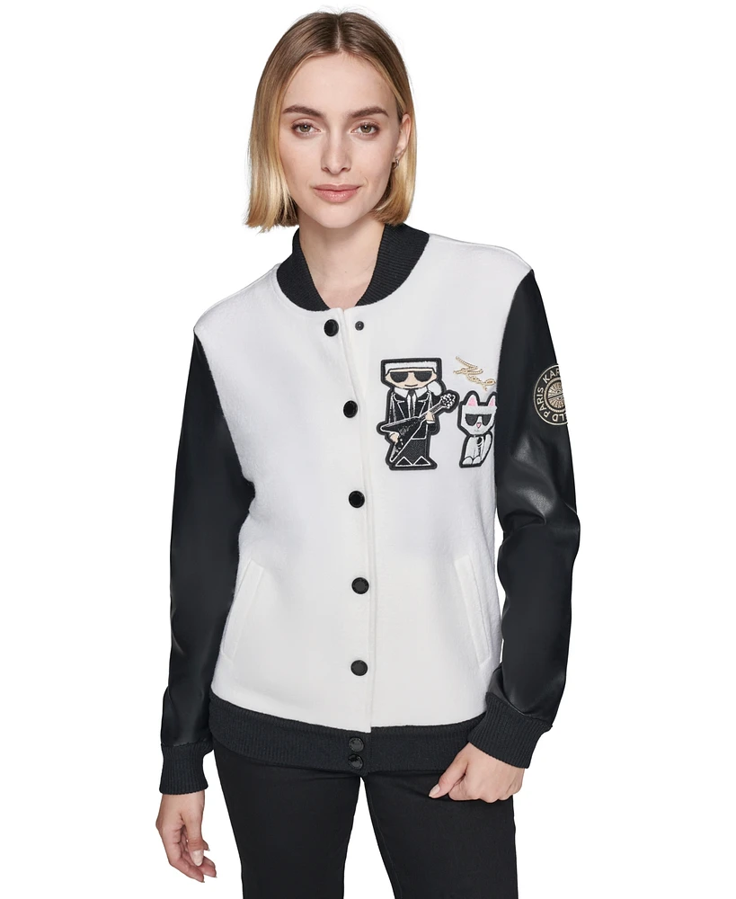 Karl Lagerfeld Paris Women's Motif Varsity Jacket