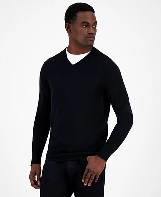 Alfani Men's Long-Sleeve V-Neck Merino Sweater, Created for Macy's