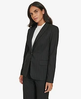 Calvin Klein Women's One-Button Pinstriped Blazer