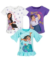 Disney Toddler Girls Princess Moana Rapunzel Snow White Encanto Raya 3 Pack Crossover T-Shirts to