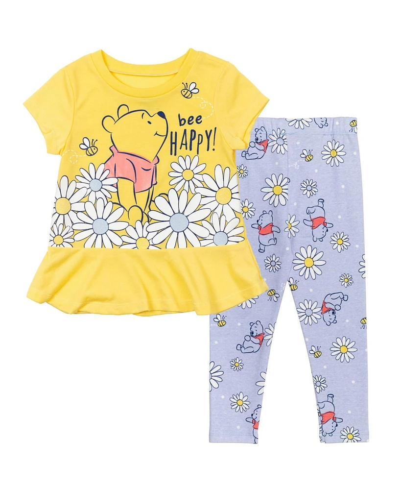 Disney Toddler Girls Vampirina Raya and the Last Dragon Lion King Winnie Pooh T-Shirt & Leggings Outfit Set to