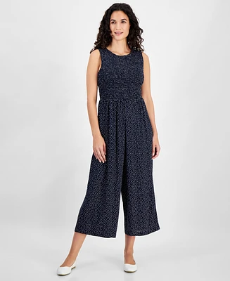 Nautica Jeans Women's Dot-Print Wide-Leg Jumpsuit