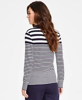 Nautica Jeans Women's Striped Long-Sleeve Polo Sweater