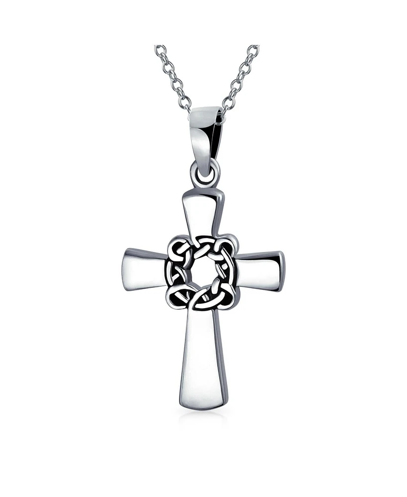 Bling Jewelry Viking Irish Celtic Knot Eternal Thorns of Christ Cross Pendant Necklace For Women Sterling Silver 16 Inch