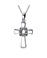 Bling Jewelry Viking Irish Celtic Knot Eternal Thorns of Christ Cross Pendant Necklace For Women Sterling Silver 16 Inch