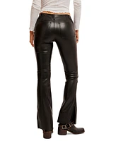 Free People Women's Level Up High Rise Faux Leather Flare Pants