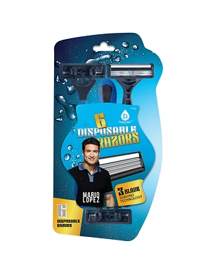 Pursonic Mario Lopez 6 Disposable Razors - 3 Blade Shaving Surface Technology