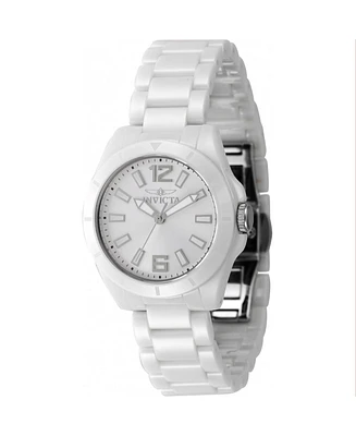 Invicta Women's 47334 Ceramics Quartz 3 Hand Silver Dial Watch