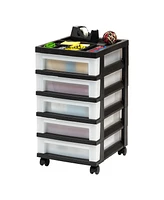 Iris 5-Drawer Storage Cart with Organizer Top