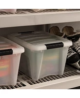 Iris 6 Pack 19qt Plastic Storage Bin with Lid and Secure Latching Buckles, Pearl