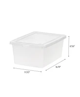 Iris Quart Plastic Storage Bin Tote Organizing Container with Latching Lid, Stackable and Nestable, Clear