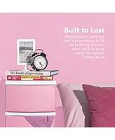Iris Usa, Inc. 4 Slim Drawer Storage, Organizer Unit for Bedroom, Closet, Kitchen, Bathroom, Laundry Room, Dorm, White Frame with Matte Soft-Pink Fron
