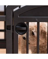 Iris Usa 24" Exercise 10-Panel Pet Playpen with Door, Small Medium Dogs, Keep Pets Secure, Easy Assembly & Storing, Fold It Down, Customizable, Black