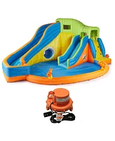 Banzai Pipeline Twist Kids Inflatable Outdoor Water Pool Aqua Park and Slides - Multi