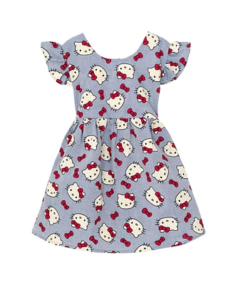 Hello Kitty Girls Chambray Dress Toddler to Big Kid Sizes (2T - 14-16)