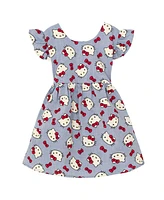 Hello Kitty Girls Chambray Dress Toddler to Big Kid Sizes (2T - 14-16)