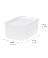 Iris Usa Small Plastic Modular Storage Basket with Lid, 4-Pack, Stackable, for Kitchen Bathroom Bedroom Closet Kid's Room Office, Easy to Clean, Styli