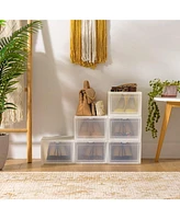 Iris Usa Tall 6 Pack Shoe Storage Box Stackable and Drop Front