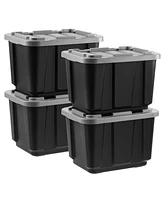 Iris Usa 11.5Gal/46Qt 4Pack All-Weather Heavy-Duty Stackable Storage Plastic Bin Tote Container with Quick Snap Lid (20" L x 15" W x 14" H) Black/Gray
