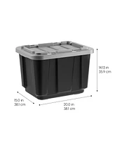 Iris Usa 11.5Gal/46Qt 4Pack All-Weather Heavy-Duty Stackable Storage Plastic Bin Tote Container with Quick Snap Lid (20" L x 15" W x 14" H) Black/Gray