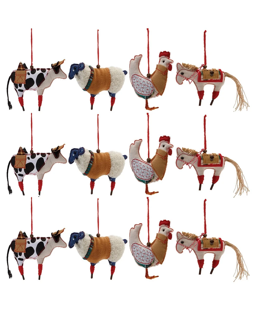 Slickblue Farm Animal Ornaments (Set of 12) Charming Country Holiday Decorations