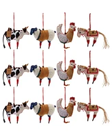 Slickblue Farm Animal Ornaments (Set of 12) Charming Country Holiday Decorations