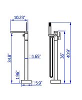 Boyel Living Freestanding Floor Mount Single Handle Bath Tub Filler Faucet with Handheld Shower