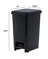 Superio Large 16 Gallon Kitchen Slim Trash Can with Lid and Foot Pedal