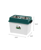 Iris Remington 47lbs/45qt Large Elevated Dog Food Bowl with Airtight Pet Food Storage Container, Green