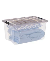 Iris Usa 72 Quart Stack & Pull Clear storage Box, Gray, 3 Pack