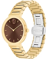 Movado Women's Bold Horizon Swiss Quartz Ionic Plated Light Gold Steel Watch 34mm - Gold