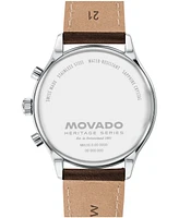 Movado Men's Calendoplan Swiss Quartz Chrono Chocolate Leather Watch 43mm