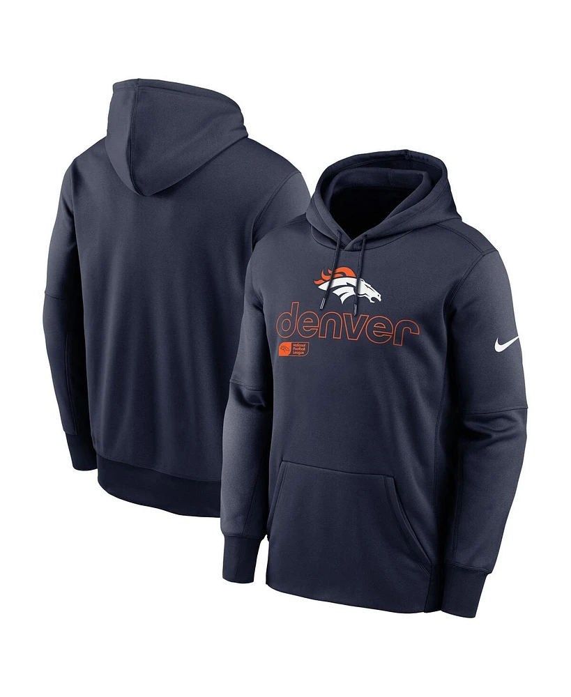 Nike Men's Navy Denver Broncos Performance Pullover Hoodie