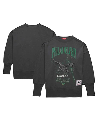 Mitchell & Ness Women's Charcoal Philadelphia Eagles Distressed Logo 4.0 Pullover Sweatshirt