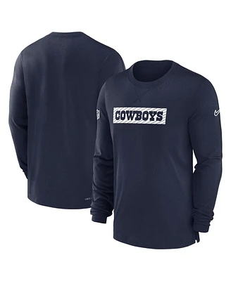 Nike Men's Navy Dallas Cowboys 2024/25 Sideline Player Tri-Blend Performance Long Sleeve T-Shirt